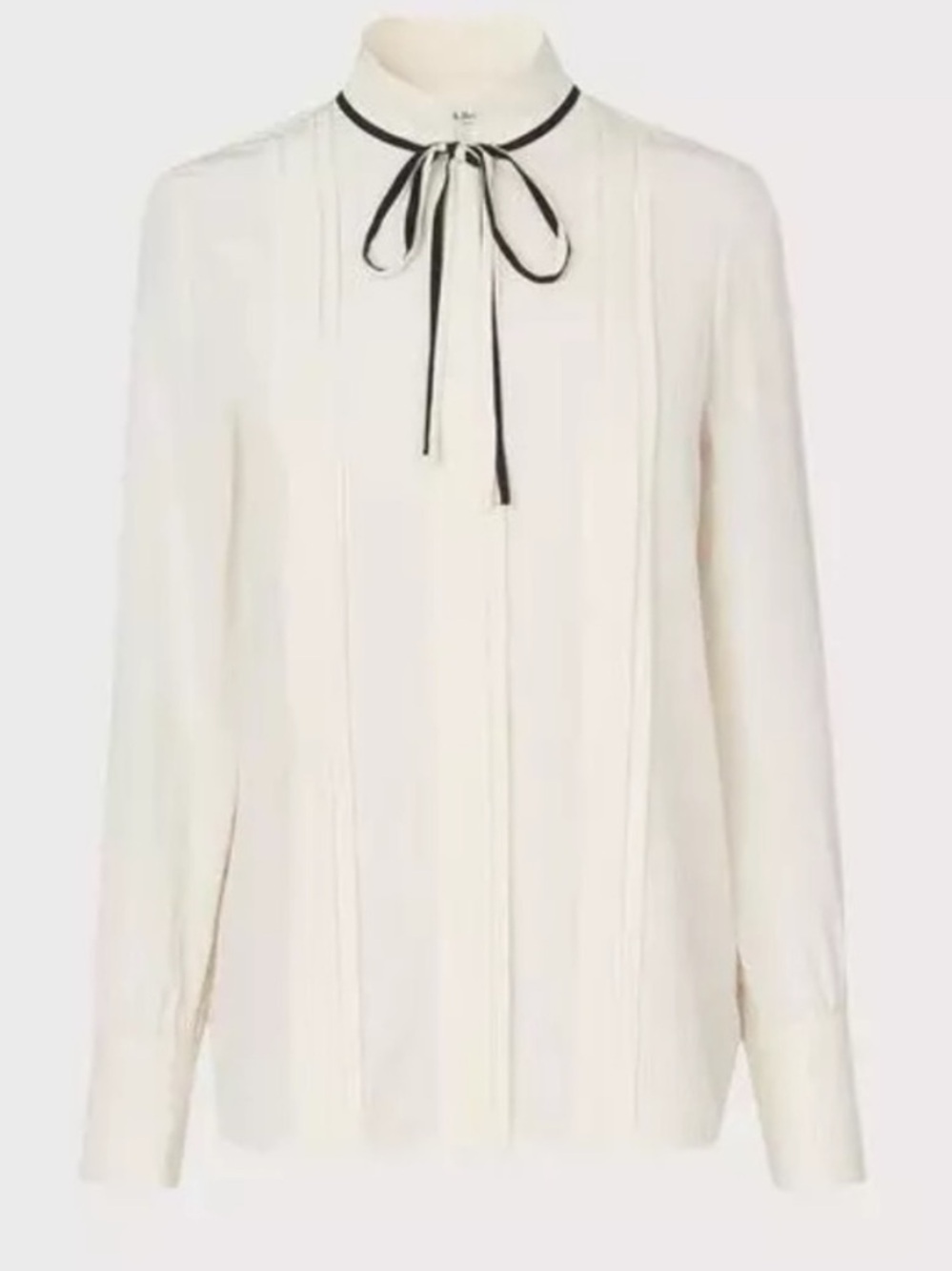 LK Bennett Silk Natalia Top Cream Tie Neck Size 6